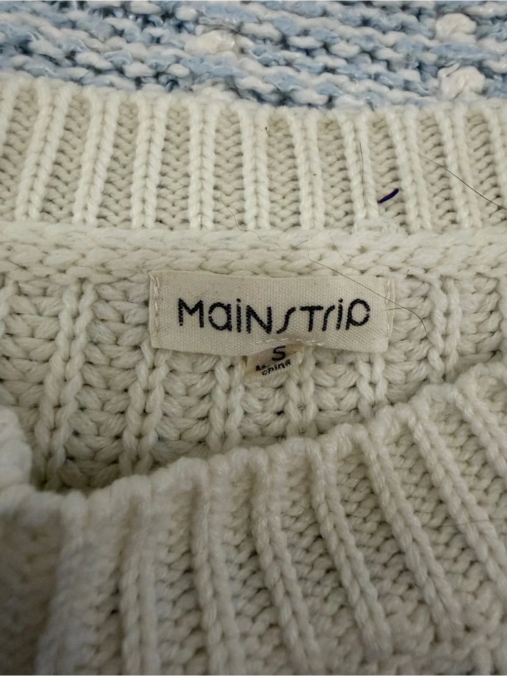 Main Strip Striped Crewneck Sweater — Cream, Navy & Tan